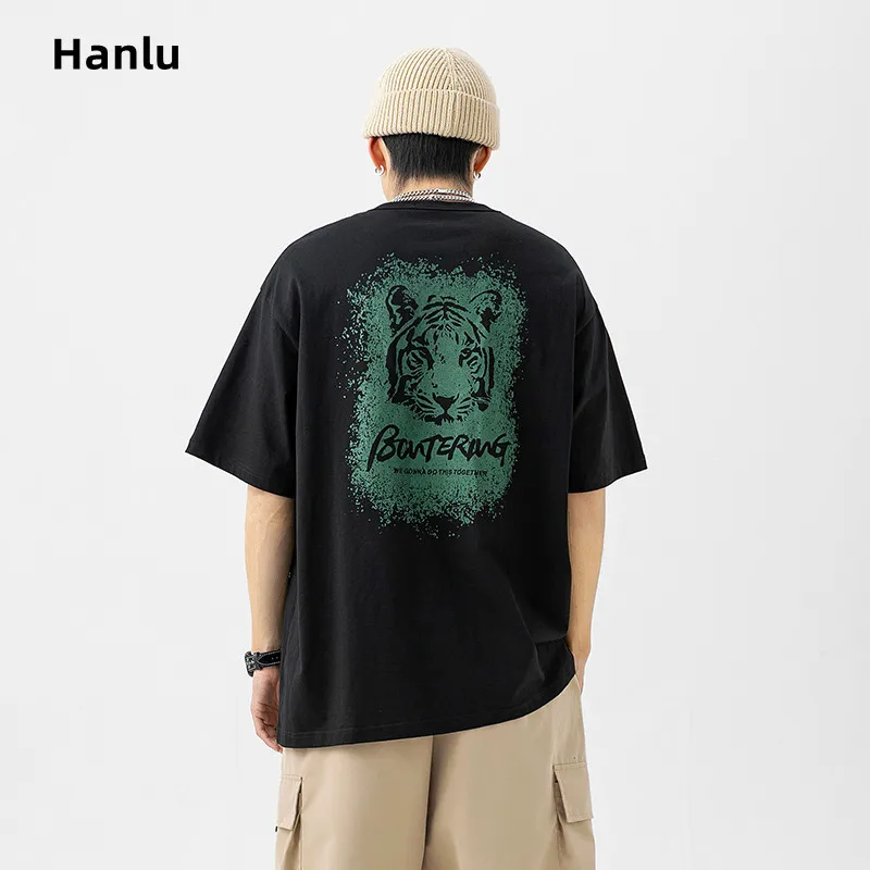 

Hanlu 2022 summer new Japanese fashion men's printed T-shirt cotton oversize t shir men's hip hop street clothes