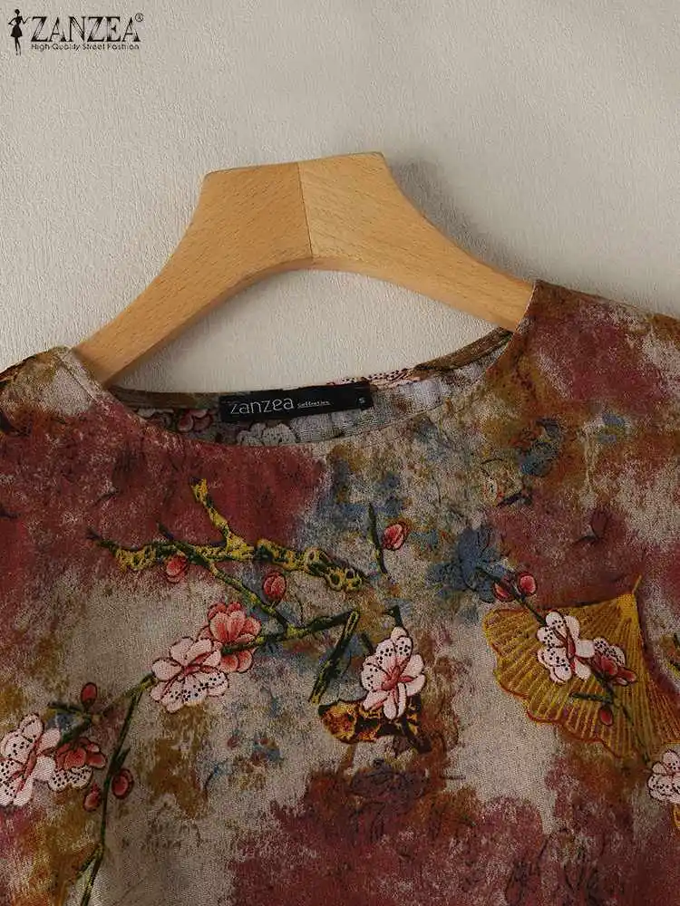 Летняя модная блузка с цветочным принтом женские богемные Топы 2024 ZANZEA