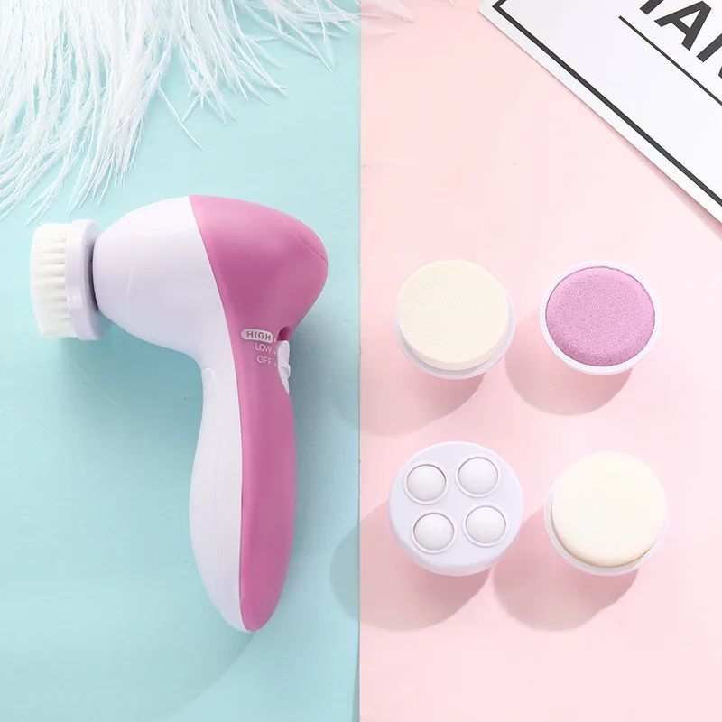 

5 In1 Electric Face Cleaner with Brushes Personal Care Acne Facial Massager Women Skin Soft Machine Tools Facial Cleansing Brush