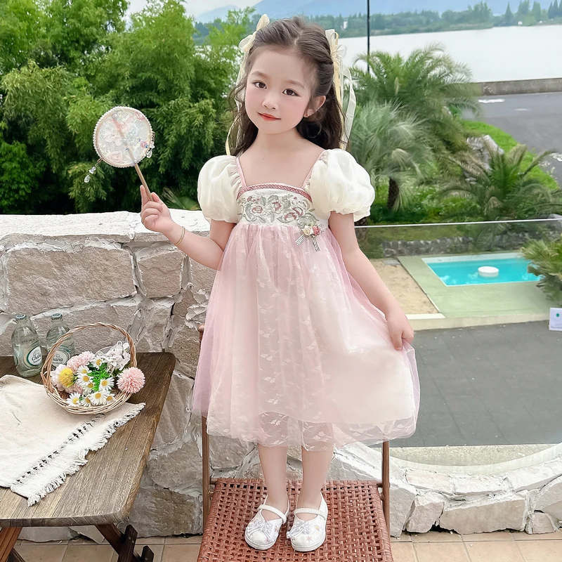 Летнее тонкое неувядающее платье Hanfu для девочек в западном стиле китайская