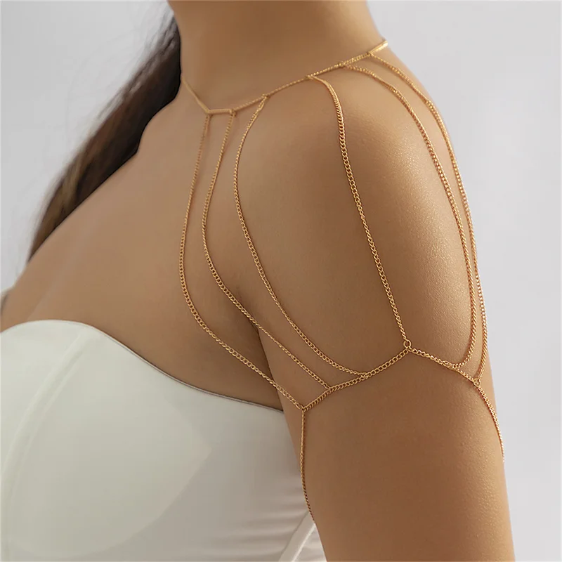 

Bohemian Metal Leaves Tassel Pendants Upper Arm Bracelet For Women Sleeveless Shoulder Ornament Tassel Upper Arm Chain