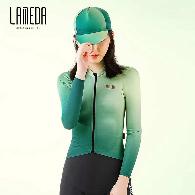 LAMEDA Cycling Jersey Women Long Sleeve Bike Shirts Bicycle Clothing Female Girls with Pockets Lightweight Pro Race Fit Tight