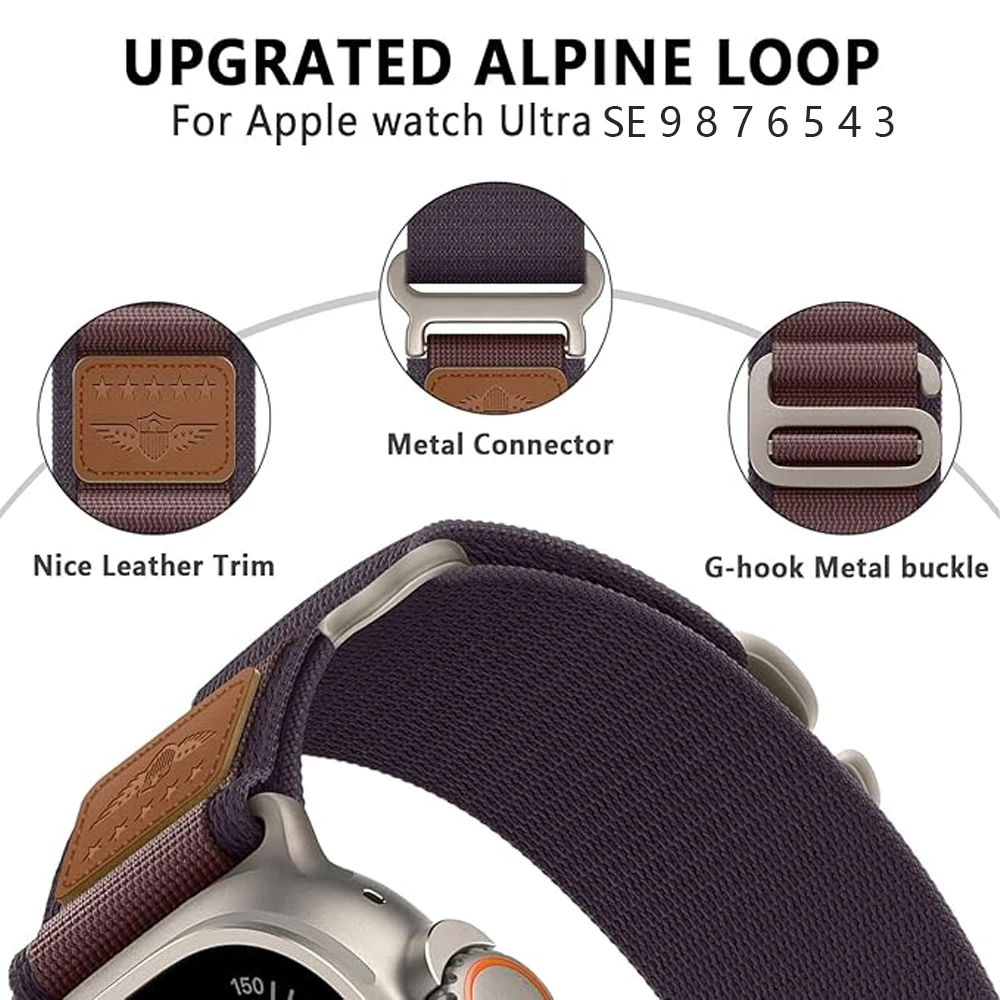 Фото Ремешок Alpine для Apple Watch Ultra, 49 мм, 46 мм, 42 мм, 45 мм, 44 мм, 40 мм, 41 мм, нейлоновый браслет-ремешок для серий 11, 10, 9, 8, 7, 6, SE, 3 №1