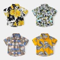 fashion casual style colorful top pattern summer lapel boy short sleeved shirt