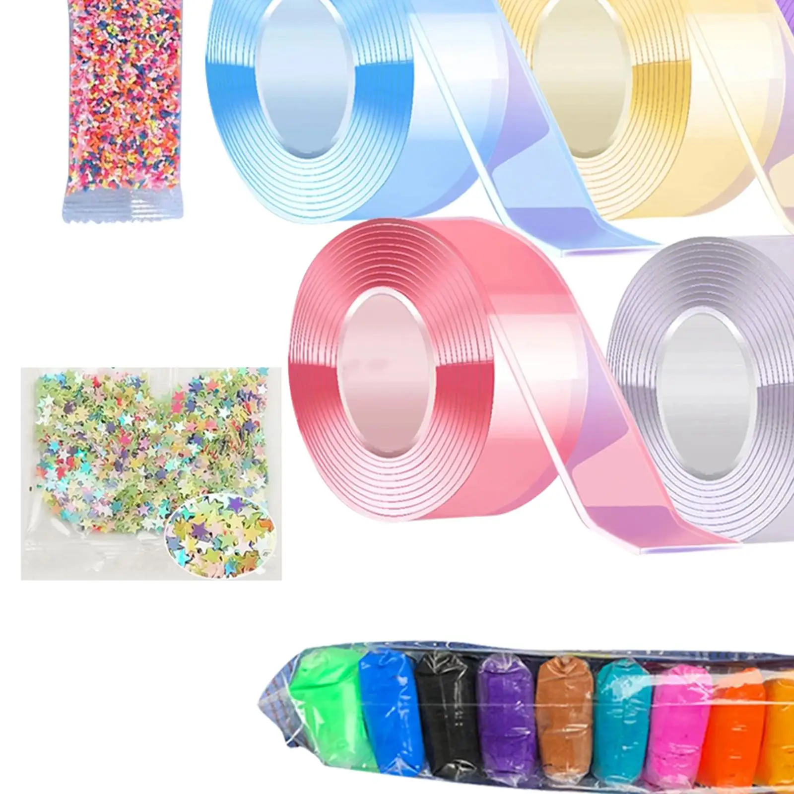 

5x Nano Tape Multifunctional Traceless Sticky Tapes for Adults Sensory Toy Bubble Blowing Classroom DIY Craft Handmade Ball