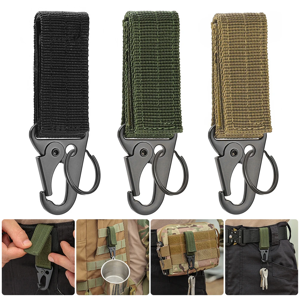 

1/2pcs Tactical Hanging Buckle Molle Nylon Webbing Belt Triangle Buckle Outdoor Camping Carabiner Keychain Hanger Buckle Hook
