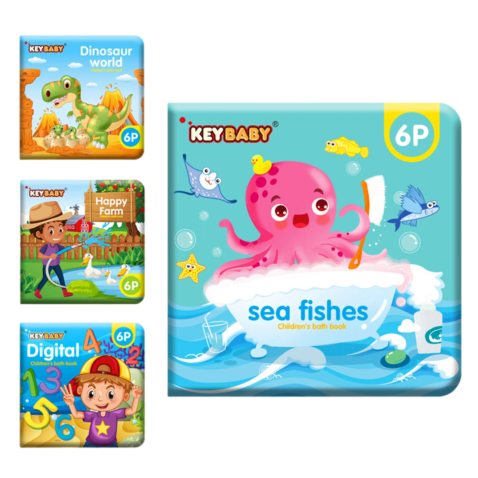 

Floatable Baby Bath Books 4-Pack Soft Baby Bath Toys Waterproof Infant Shower Toys Safe To Use Multiple Concept Preschool Learni