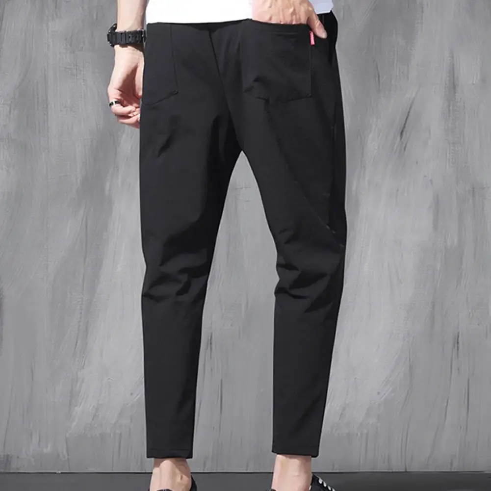 

Trendy Men Ninth Pants Solid Color Ankle Length Straight Pattern Deep Crotch Men Pencil Pants Pencil Pants Pencil Pants