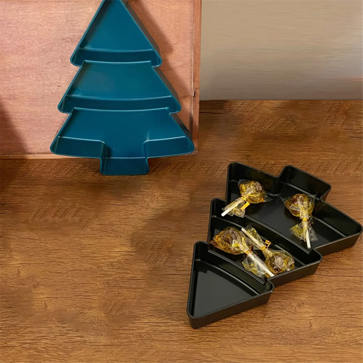 Пластиковые подносы для закусок в виде рождественской елки блюдца десертов