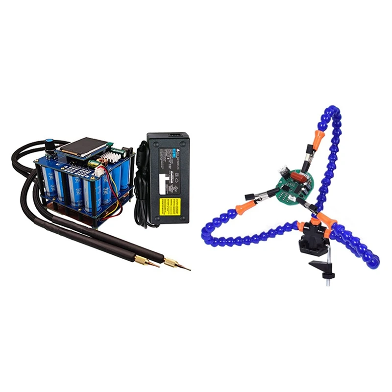 

1600F Spot Welder DIY Capacitor Pulse Spot Welding Machine US Plug & Work Bench Vise Welding Table With 3 Flexible Arms