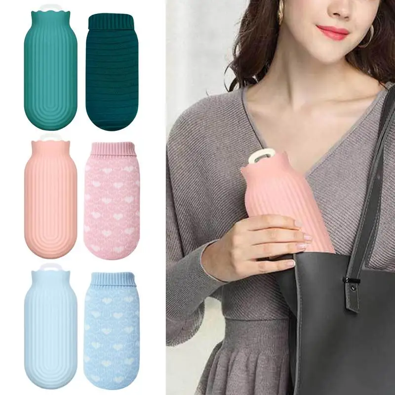 

Портативная женская сумка для горячей воды, бутылка для горячей воды с мягким вязаным чехлом, сумки для горячей воды, набор для разогрева рук и ног для дома и улицы