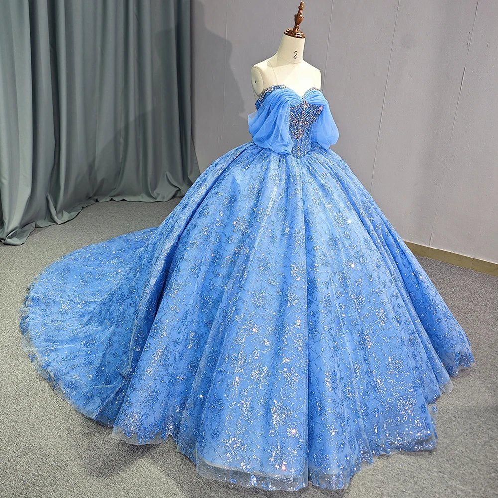 Современное бальное платье Quinceanera Платья с короткими рукавами из бисера Тюль Sweet