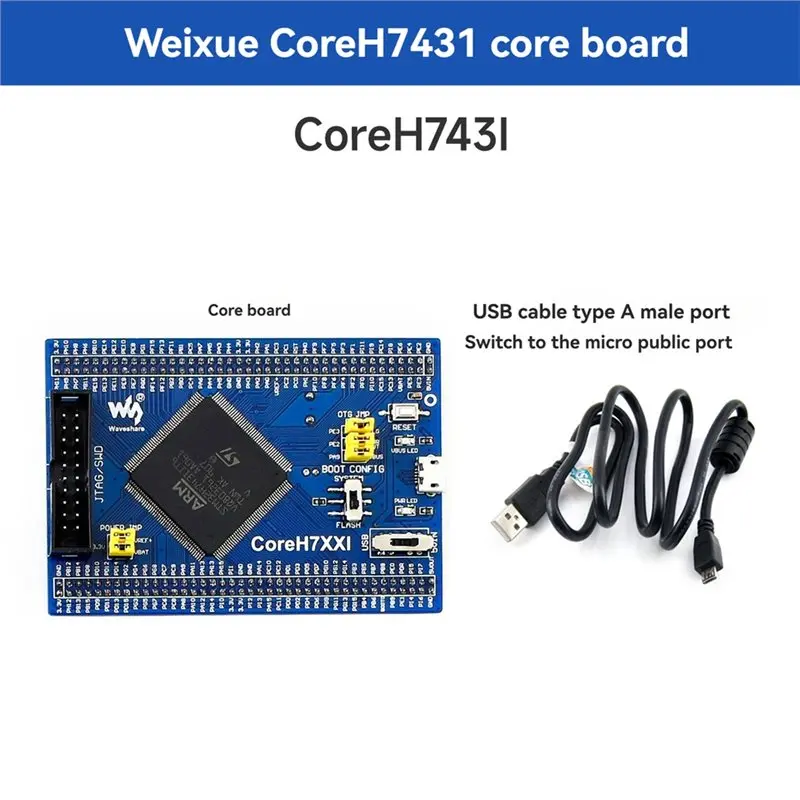Фото Плата Waveshare STM32H743IIT6 с интерфейсами JTAG/SWD для отладки и загрузки, полный расширитель ввода-вывода №3