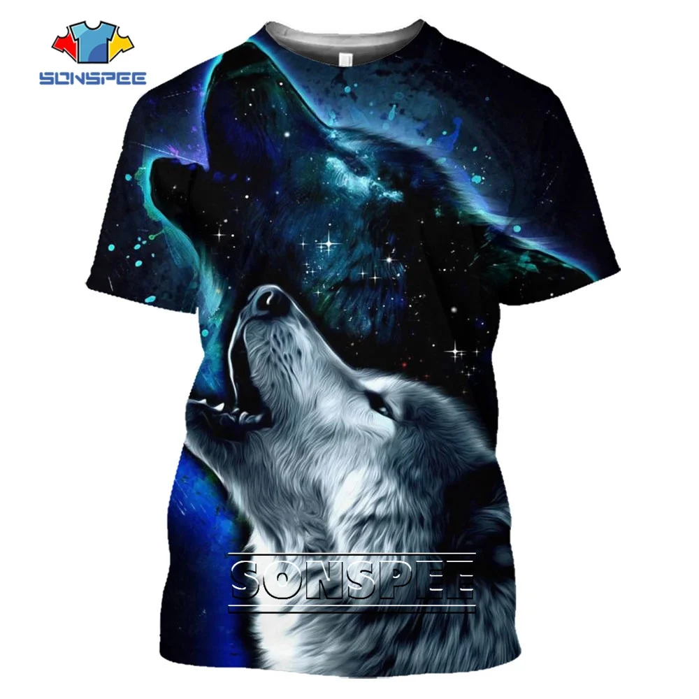 

SONSPEE Wolf Pattern T-Shirt 3D Print Hip Hop Harajuku Trend Personality Clothing Men Women's Novelty Animal Tshirt Kids Tops