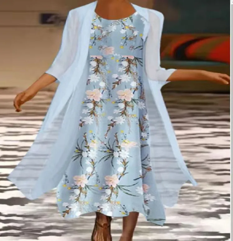 

Summer Dress Women Elegant Chiffon Loose Party Dress Sets Womens Birthday Evening Dresses Vestidos