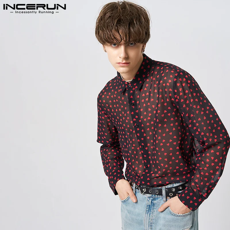 

Мужская рубашка с отложным воротником и длинным рукавом, с принтом