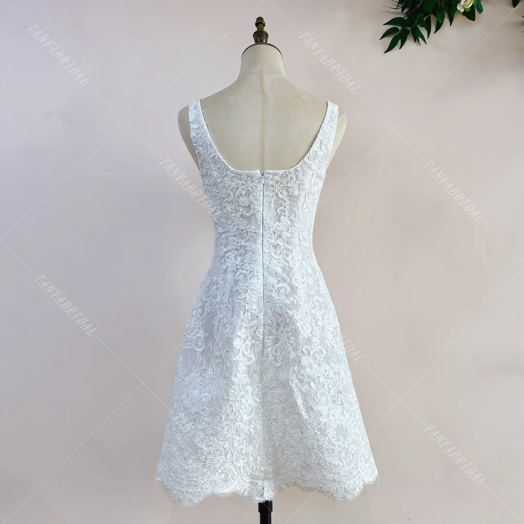 Короткие кружевные платья со съемным атласным хвостом 2 в 1 выращенные свадебные