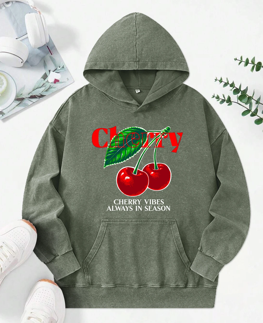Женская толстовка с капюшоном Cherry Vibes Always In Season хлопковый пуловер для творчества