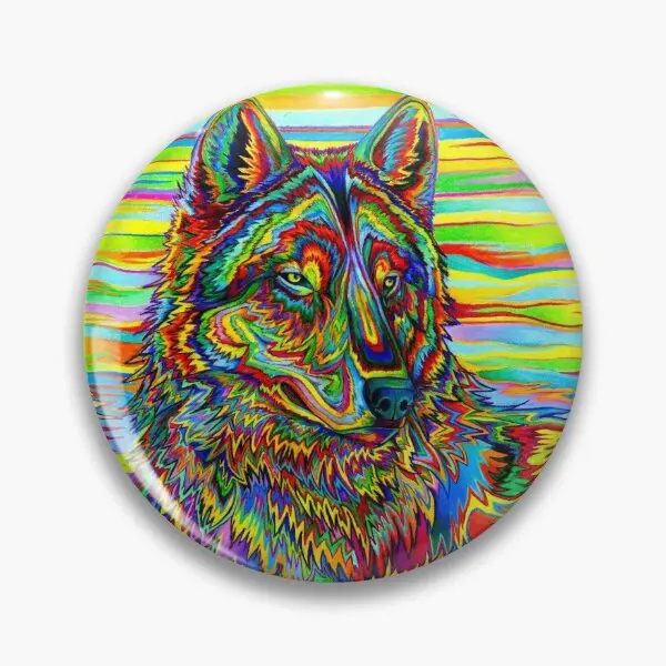 Красочная психоделическая Радуга Триппи волк мягкая булавка для пуговиц