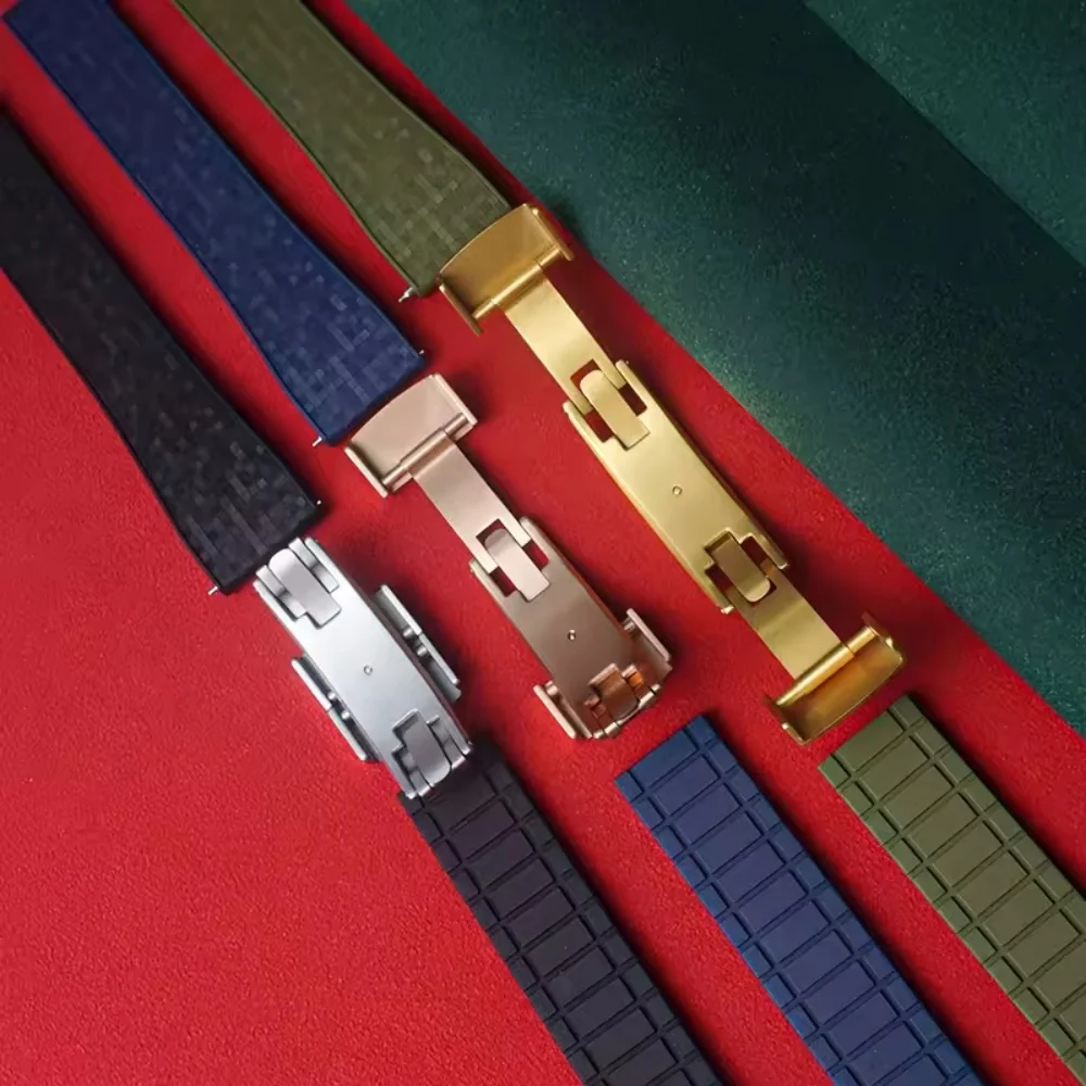 Резиновые ремешки для часов всех размеров с мозаикой CTS FKM от 20 мм до 22 мм для Rolex Cartier IWC Omega Tuber, ремешок для часов с быстросъемным механизмом (art.: 3920d44262c03) - 3920d44262c03