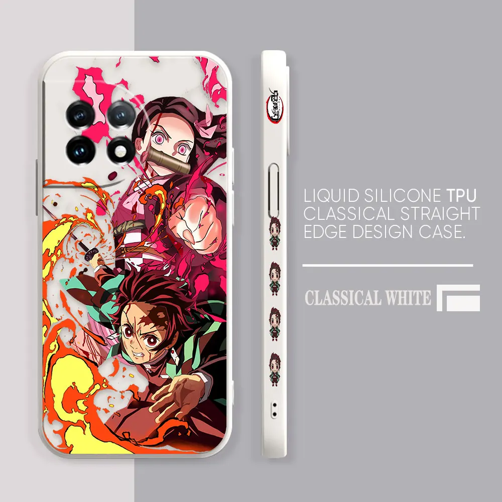 Phone Case For Oneplus 11 10 9 9R 9RT 8 8T 7 7T 5 5T 6 ACE 2V NORD Pro Liquid Case Funda Cqoue Shell Anime Tanjiro Demon Slayer
