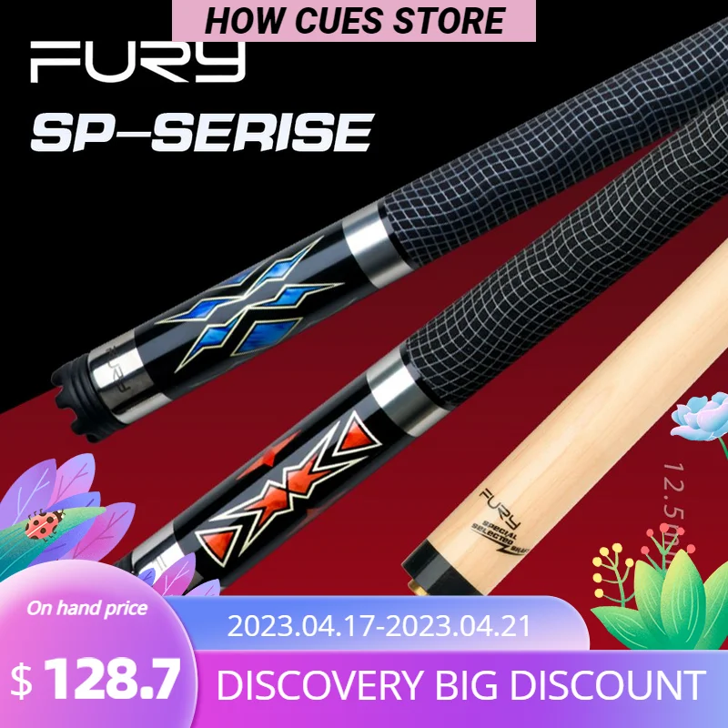 

Newest FURY Cue SP Pool Cue 12.5mm Tip 147cm American Maple Shaft 5/16*18 Pin 1/2 Split Silica Gel Wrap Stick Billiard Pool Cue