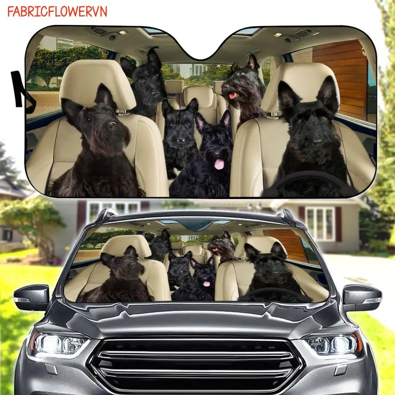 

Scottish Terrier Car Sunshade, Dog Car Decoration, Dog Windshield, Dog Lovers Gift, Dog Car Sunshade, Gift For Mom, Gift For Dad