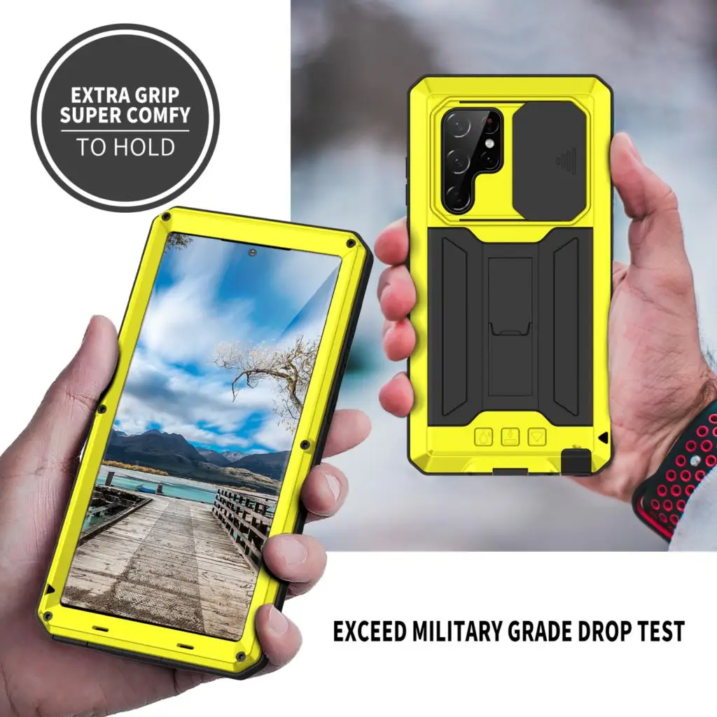 

Hot Sale 360 Full Metal Aluminum Kickstand Case For Samsung Galaxy S22 Ultra Plus S22Plus S22Pro S22Ultra Rugged Armor Cover