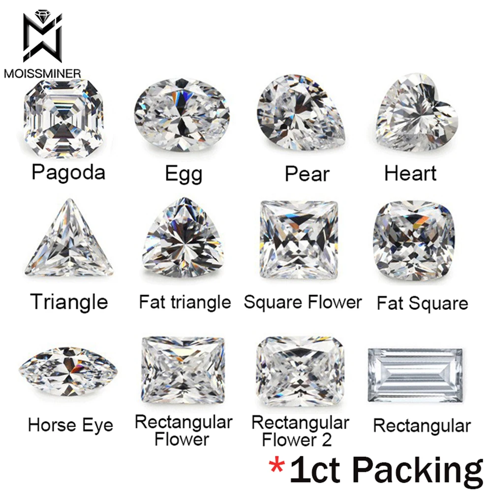1ct Prinzessin Cut Moissanite Stein Hohe-Qualität VVS Real Diamond Können Pass Diamant Tester Großhandel Dropshipping Freies Verschiffen