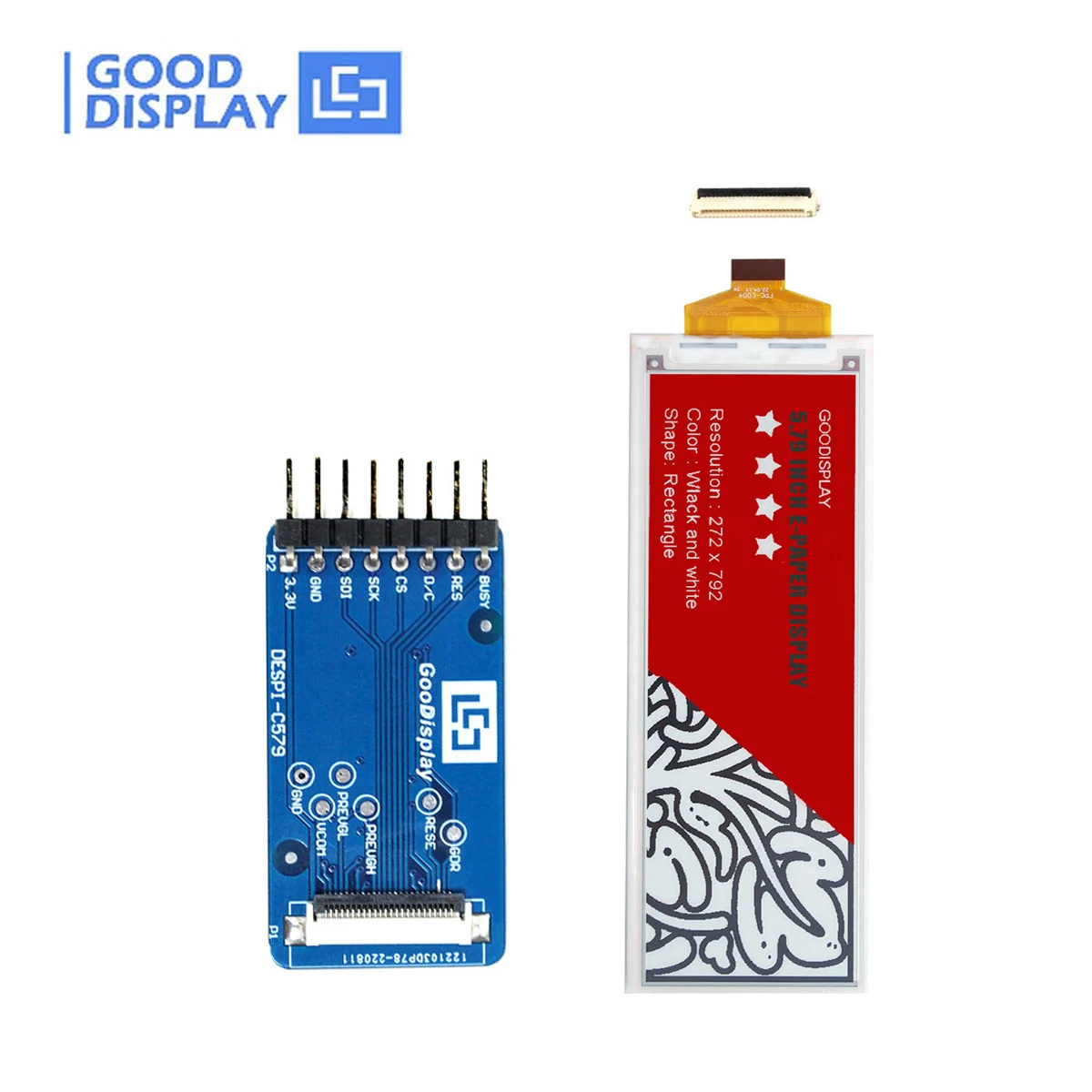 

5.79 Inch Display Epaper GDEY0579Z93 Color Eink EPD with Eink HAT