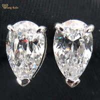wong rain classic 100 925 sterling silver pear created moissanite gemstone ear studs white gold earrings fine jewelry wholesale