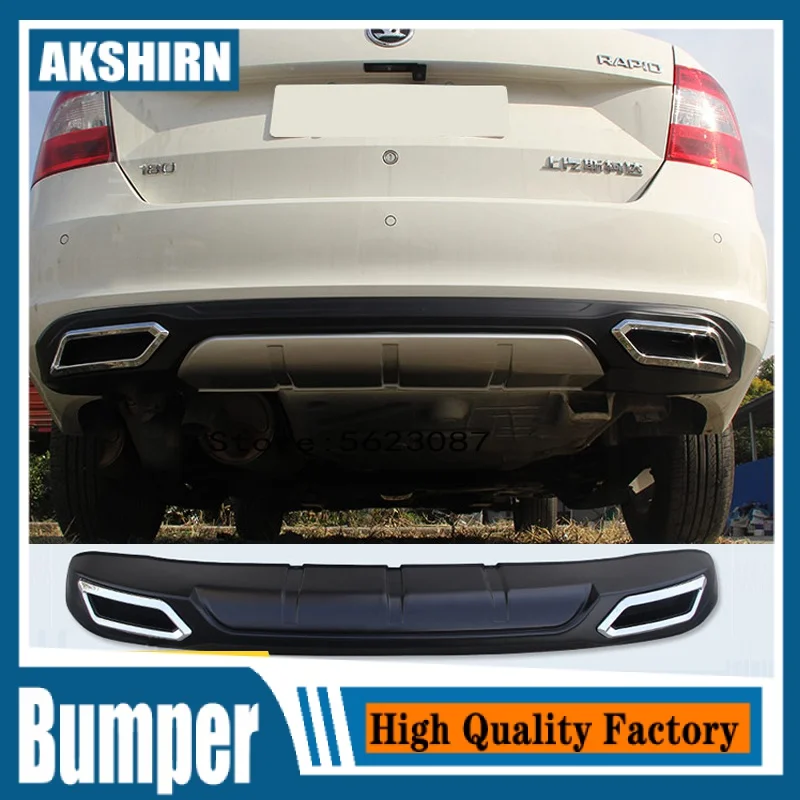 

High Quality ABS Black Rear Bumper Lip Trunk Spoiler Rear Diffuser Protector With Hole Car Styling For Skoda Rapid 2013-2017
