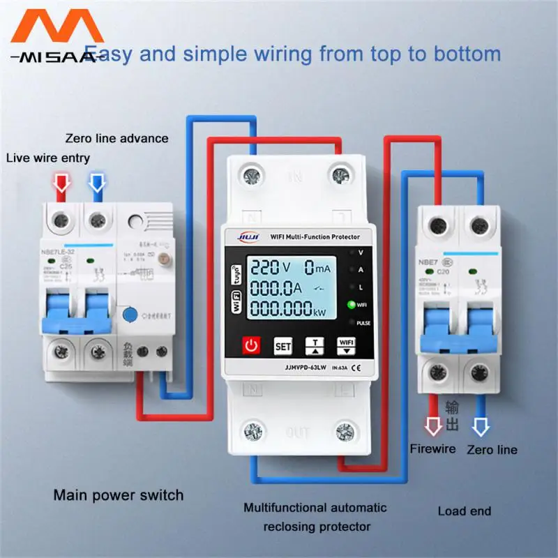

Wifi Smart Circuit Breaker Durable Enhanced Safety Smart Timer Function Convenient Remote Control Energy-saving Timer Versatile