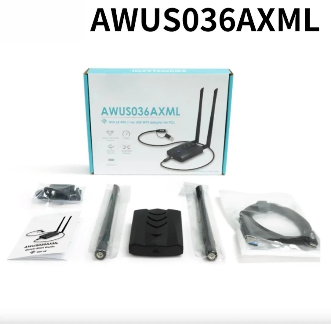 Фото Трехдиапазонная беспроводная карта Wi-Fi 6e, адаптер Wi-Fi, поддерживающий системы Windows/Kali Linux, Alfa Awus036axml №2
