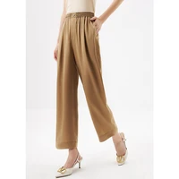 2022 summer pencil pants natural silk spandex satin office lady ankle length pants high waist high fashion