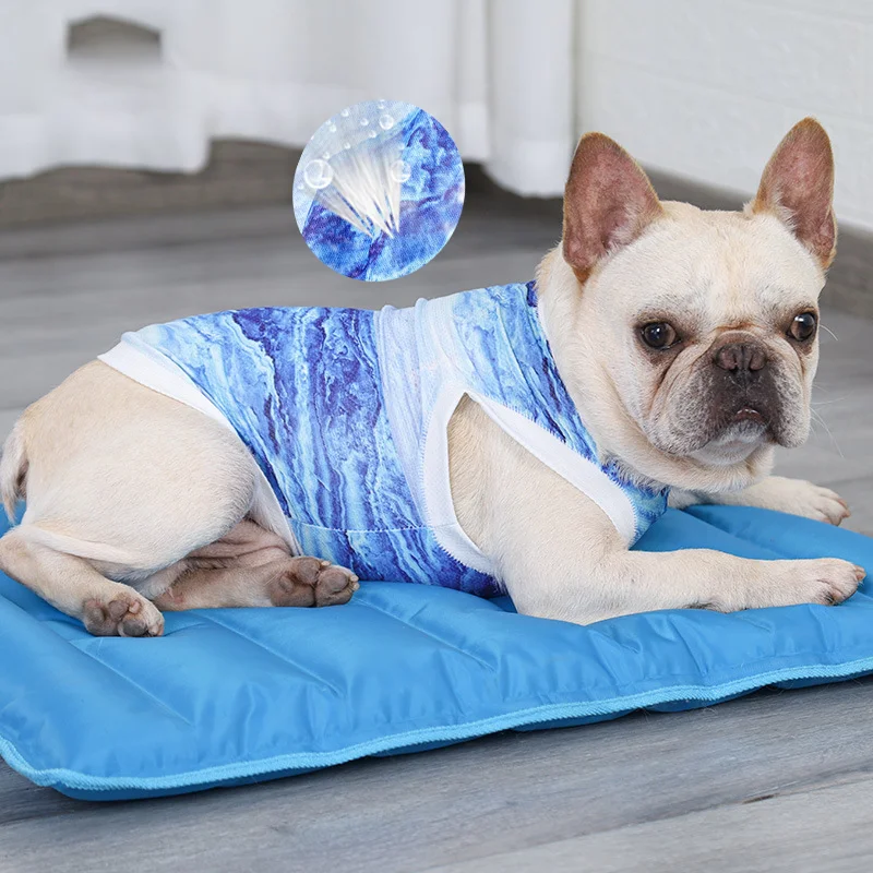 

Summer Cooling Shirts Pet Clothing Puppy Breathable Cool Dog Strap Light weight Vest Instant Cooling Bulldog Pet Clothes