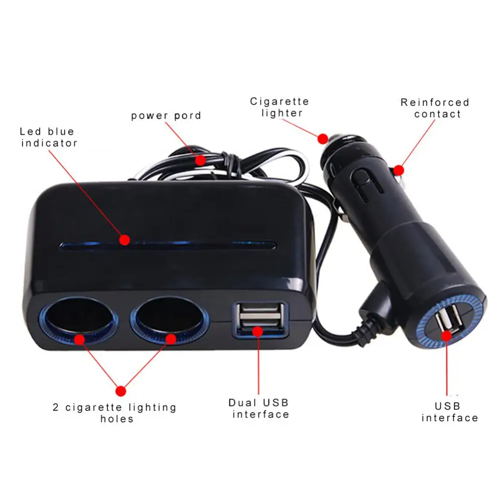 

One With Two Car Charger Durable Car Supplies With Voltage Display Car Charger Flash Charge Universal Car Accessories High Power