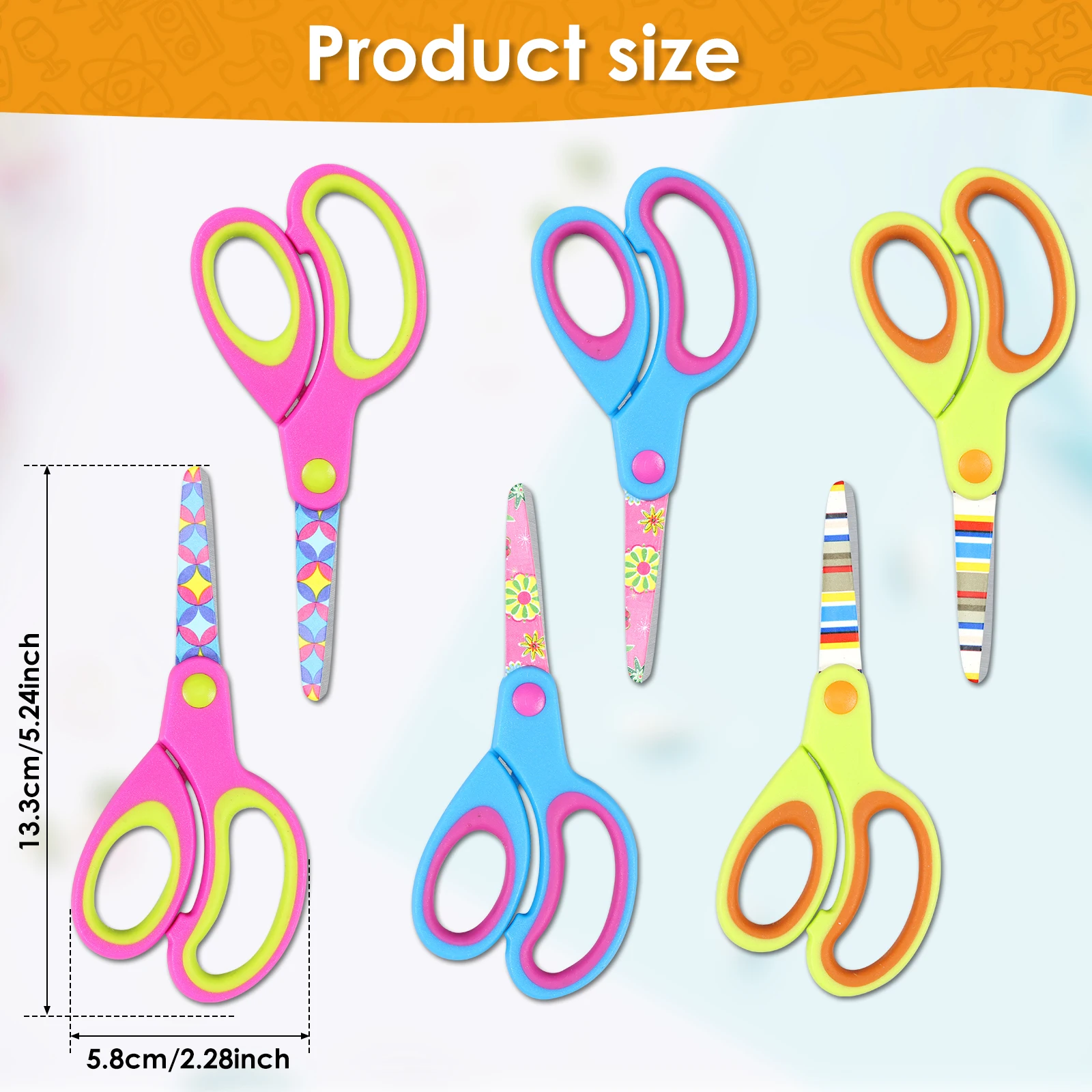 6 шт. детские ножницы из нержавеющей стали с удобным захватом
