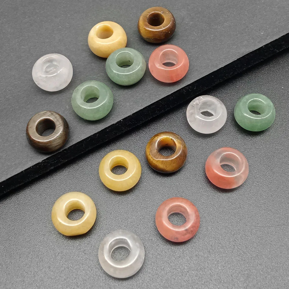 

Natural Green Dongling Tiger Eye Stone Big Hole Beads 14mm Pink Crystal Charm Jewelry DIY Necklace Bracelet Accessories