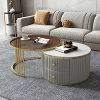 nordic set table slate coffee table modern minimalist apartment round coffee table with drawer brown glass light luxury creative