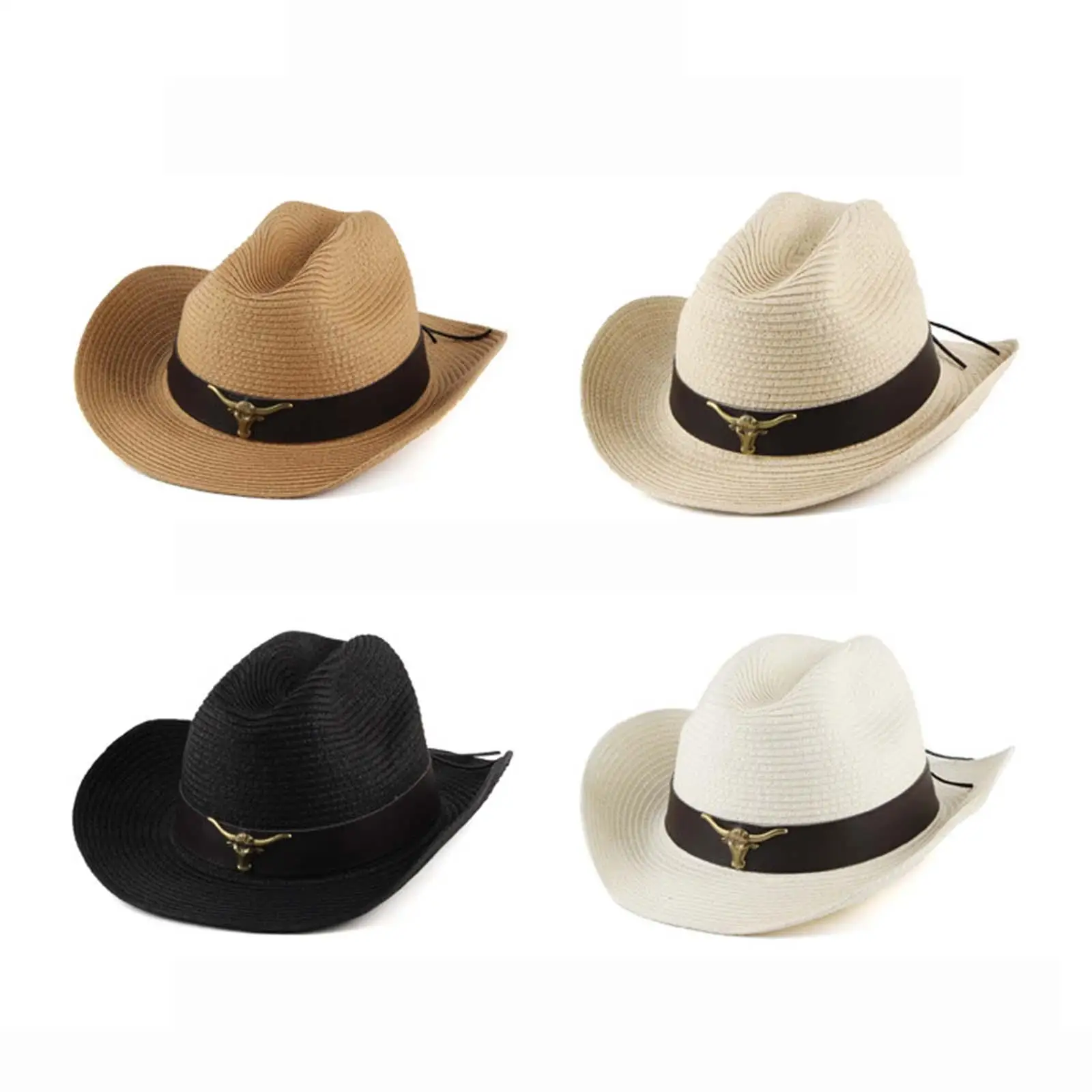 

Fashionable Western Cowboy Hat Wide Straw Outdoor Leisure Summer Women