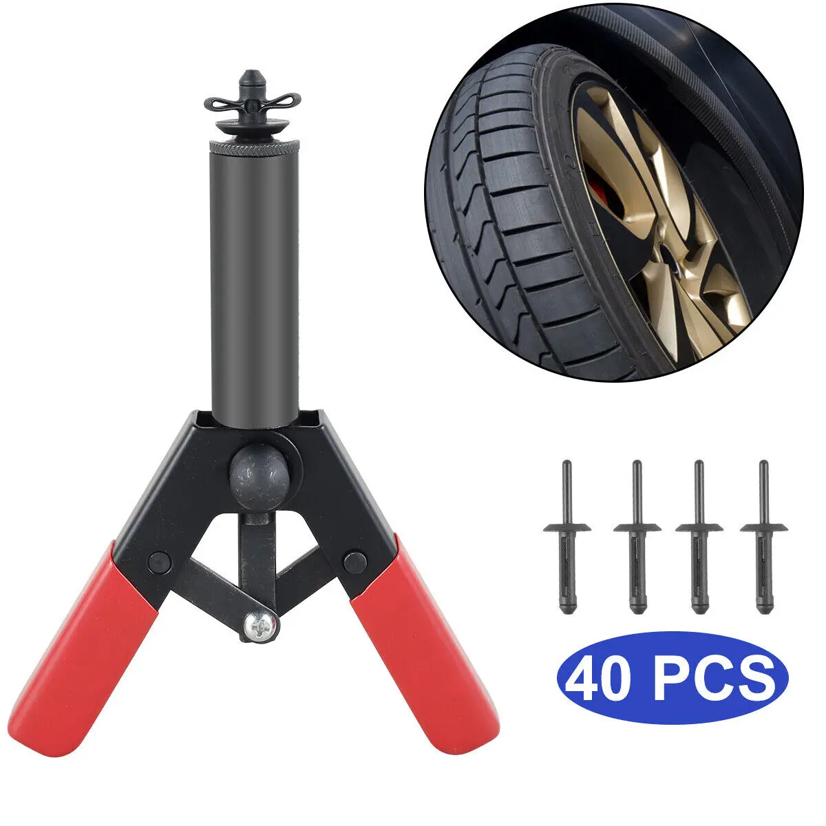 

Набор пластиковых заклепок Многофункциональный полиэтиленовый заклепочный пистолет Быстрый набор для крепления дверных панелей и автомобильной отделки 40-компонентных заклепок из помпона