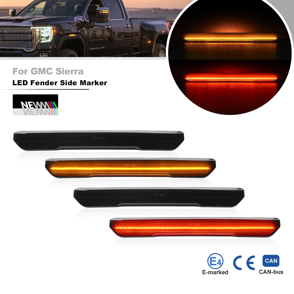 Копченые F & R желто-красные фотообои для 2020 + GMC Sierra 2500HD 3500HD пикап грузовиков автомобильный бампер брызговик Сигналы поворота