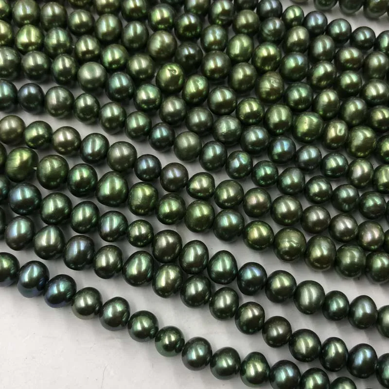 ELEISPL Jewelry Wholesale 13 Strands Green Cultured Freshwater Loose Pearls Strings 6-7mm #22010331-6