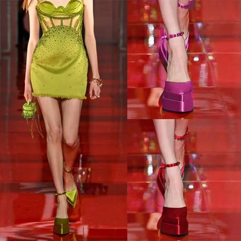 Dropship 2022 Spring Summer Pointed Toe Platform Women Shoes Fashion Show Pumps Sexy Woman Wedding Shoes Big Size 43