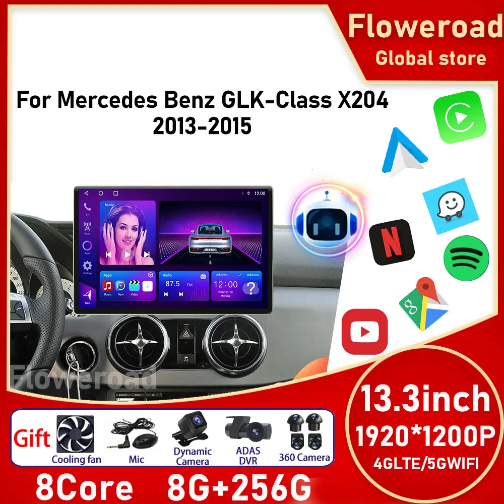 Автомобильный мультимедийный плеер экран 13 3 дюйма Android для Mercedes Benz GLK-Class X204 2013-2015
