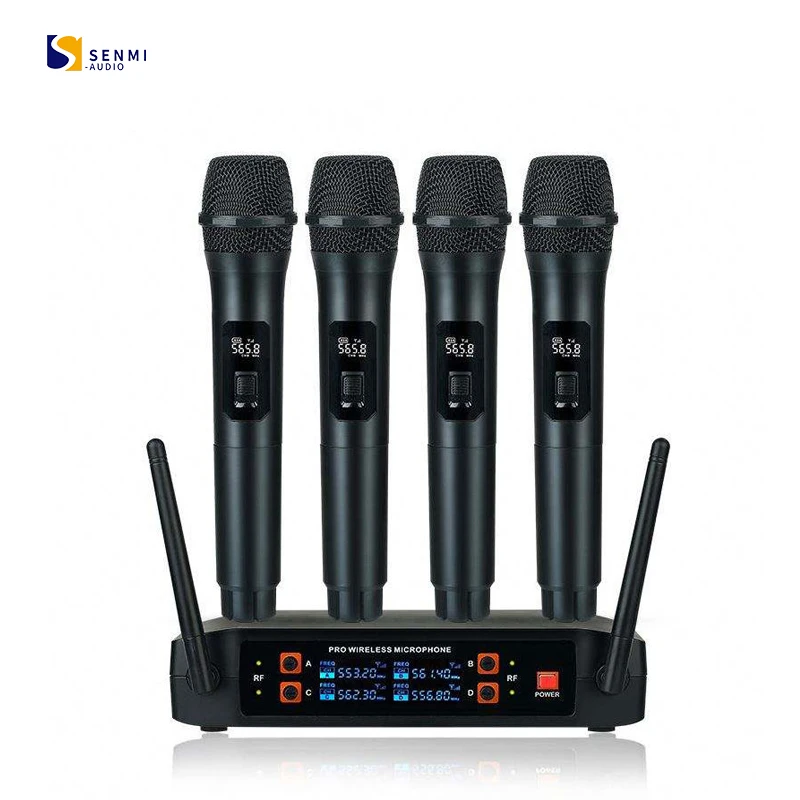 

Handheld Micophone High Quality Wireless Microphone Four Channel UHF System Microphone For Meeting /Interviwe