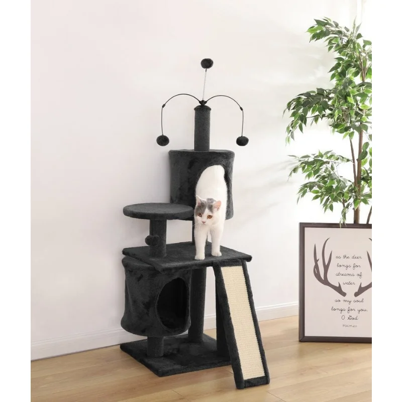 

Modern Stylish Cat Tower with 3 Levels, Scratching Pad, Fuzz Balls, and Cozy Bed | Stylish Pet Furniture | Cat Tree cat bed
