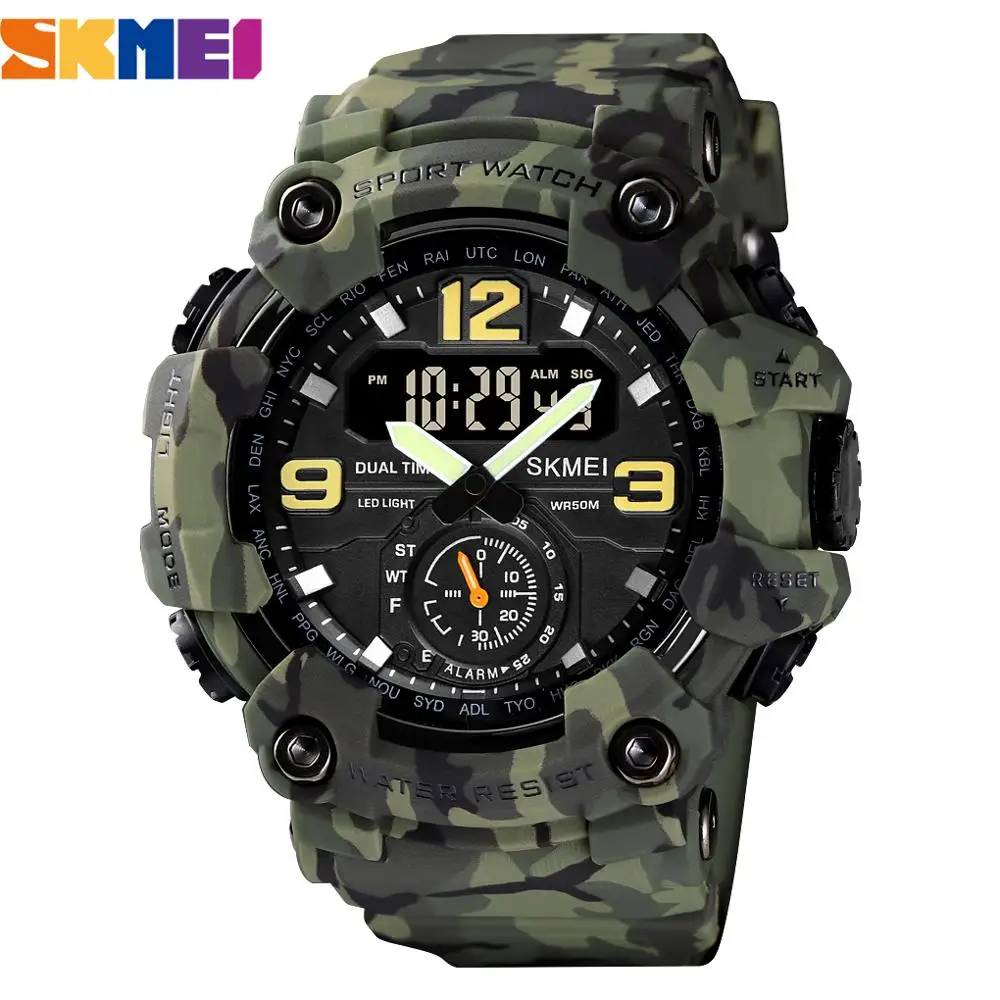 

SKMEI 1637 Outdoor Military Men Watch Camouflage PU Waterproof Wristwatches Casual Sport Style Digital Clock 1019 montre homme