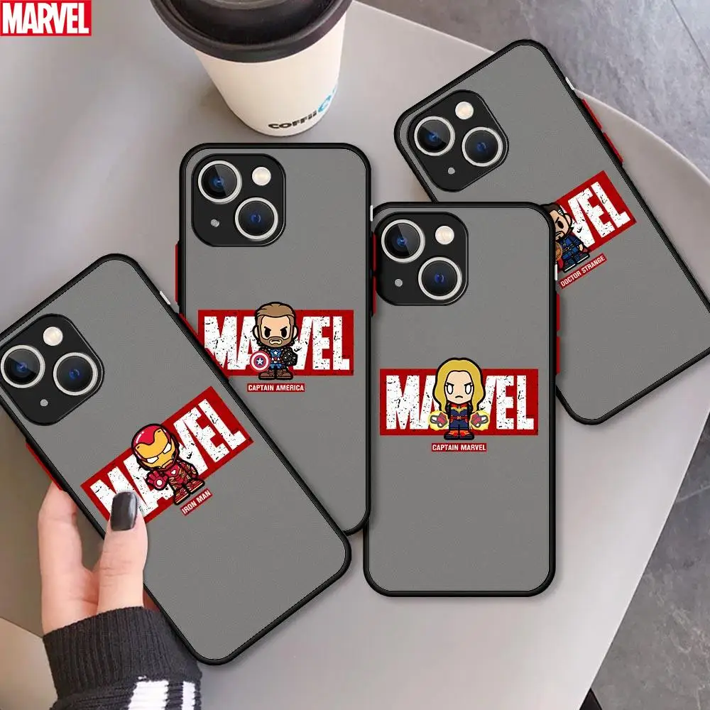 Ударопрочный матовый чехол Marvel мстители для iPhone 13 12 11 Pro Max XR XS X 6s 7 8 Plus SE Mini